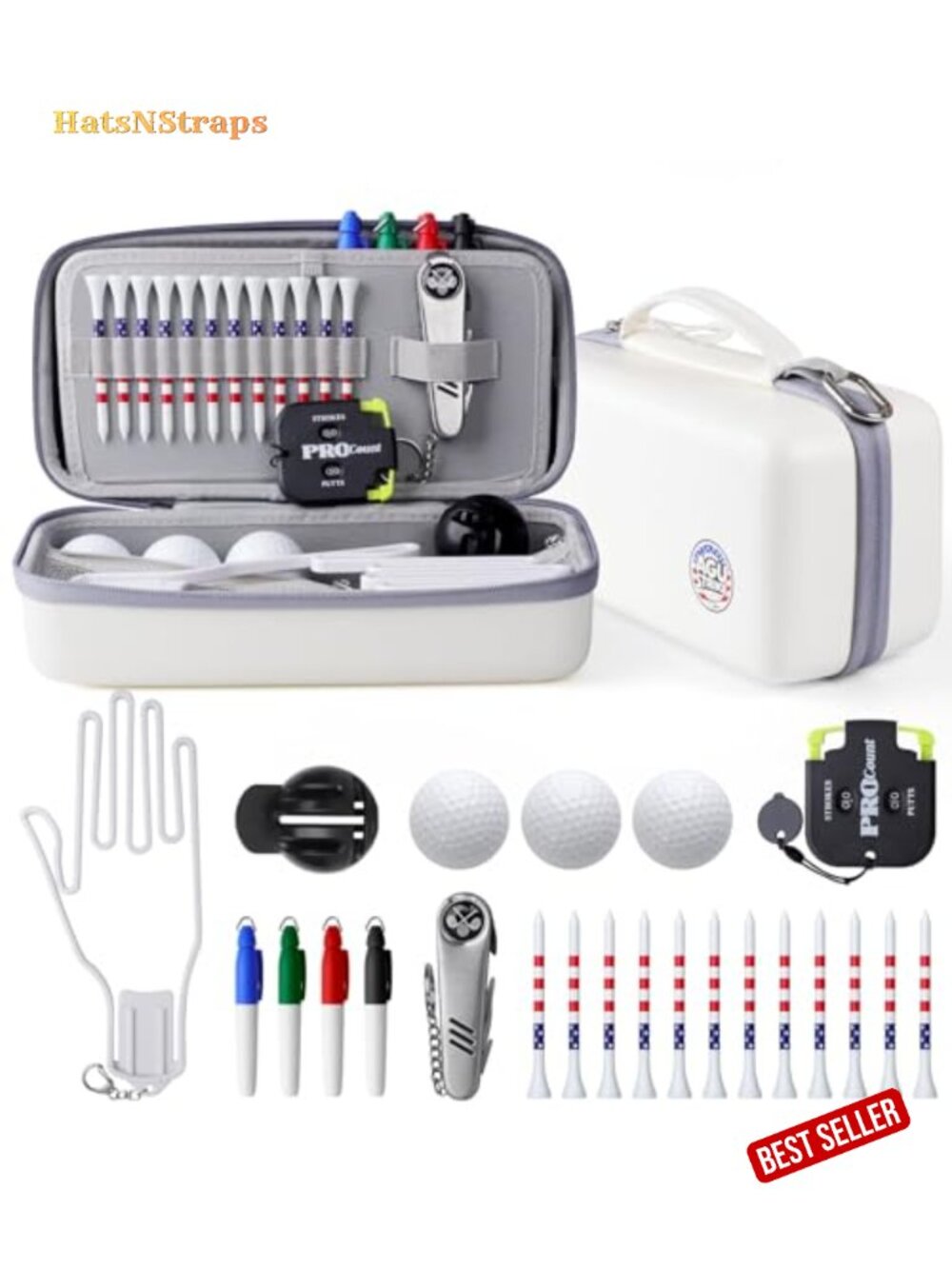 23Pc Golf Accessories Kit Gift Set with Case, Balls, Tees, Divot Tool